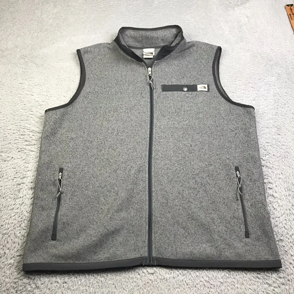 The North Face Gordon Lyons Full-Zip Vest Mens XL Gray Sweat Knit Fleece